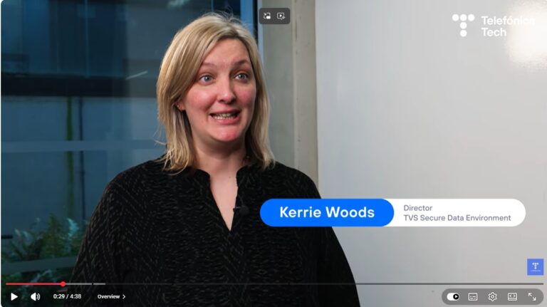 Kerrie Woods speaking in an interview video about the TVS Secure Data Environment