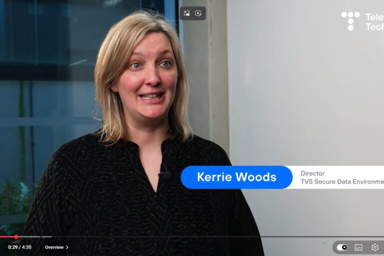 Kerrie Woods speaking in an interview video about the TVS Secure Data Environment